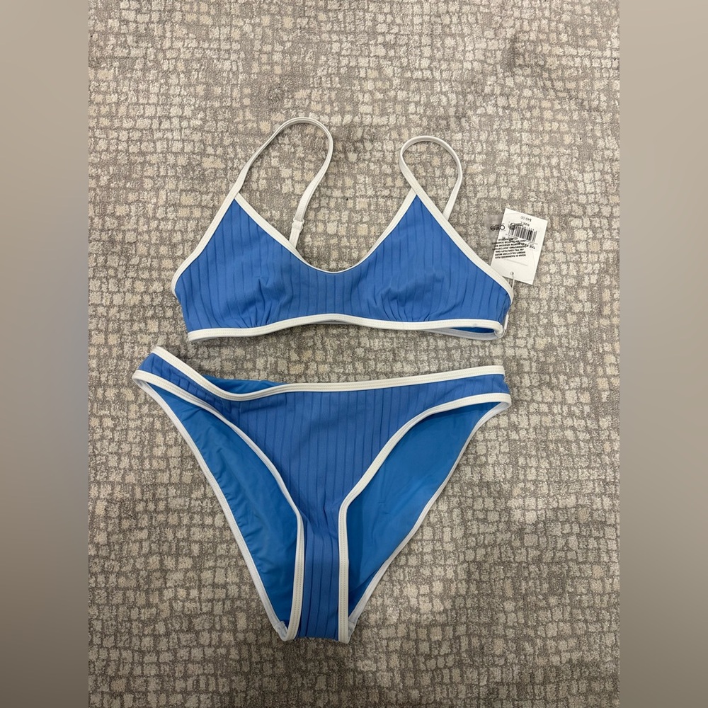 Solid and stripe bikini